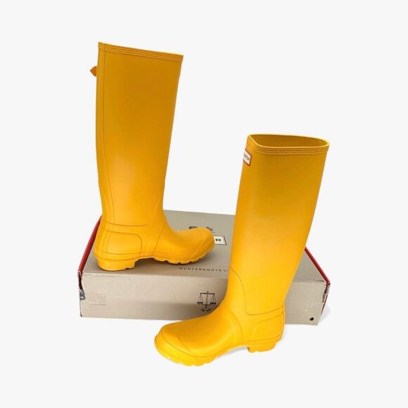 Hunter Original Tall Rain Boots Women’s 6 Yellow Waterproof Wellington Wellies - Picture 6 of 12